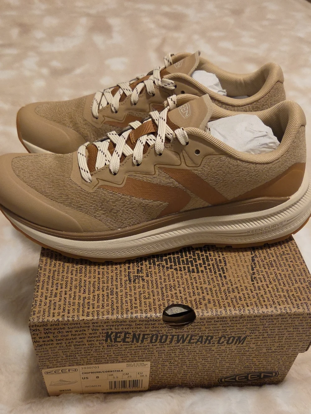 Keen Women's Tan and Cream Athletic Sneakers ( Chipmunk Cornstalk)